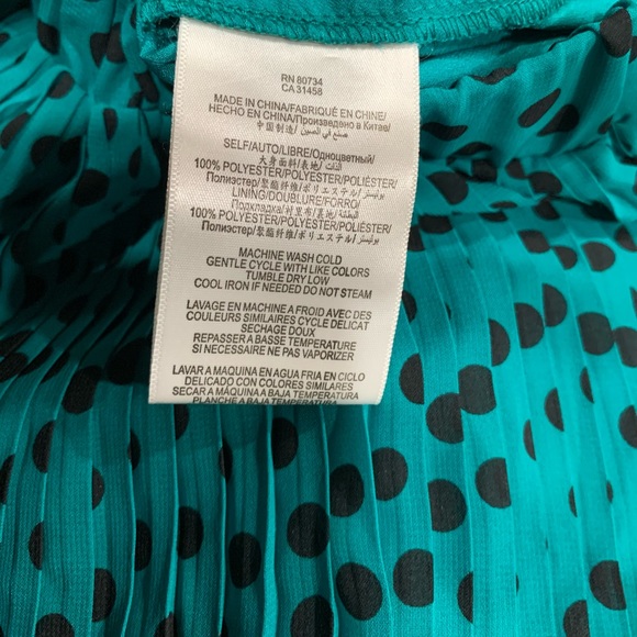 BCBG GEN flowy Black Teal Green Polka Dot "Aries" MicroPleated Skirt Size S - Picture 5 of 7